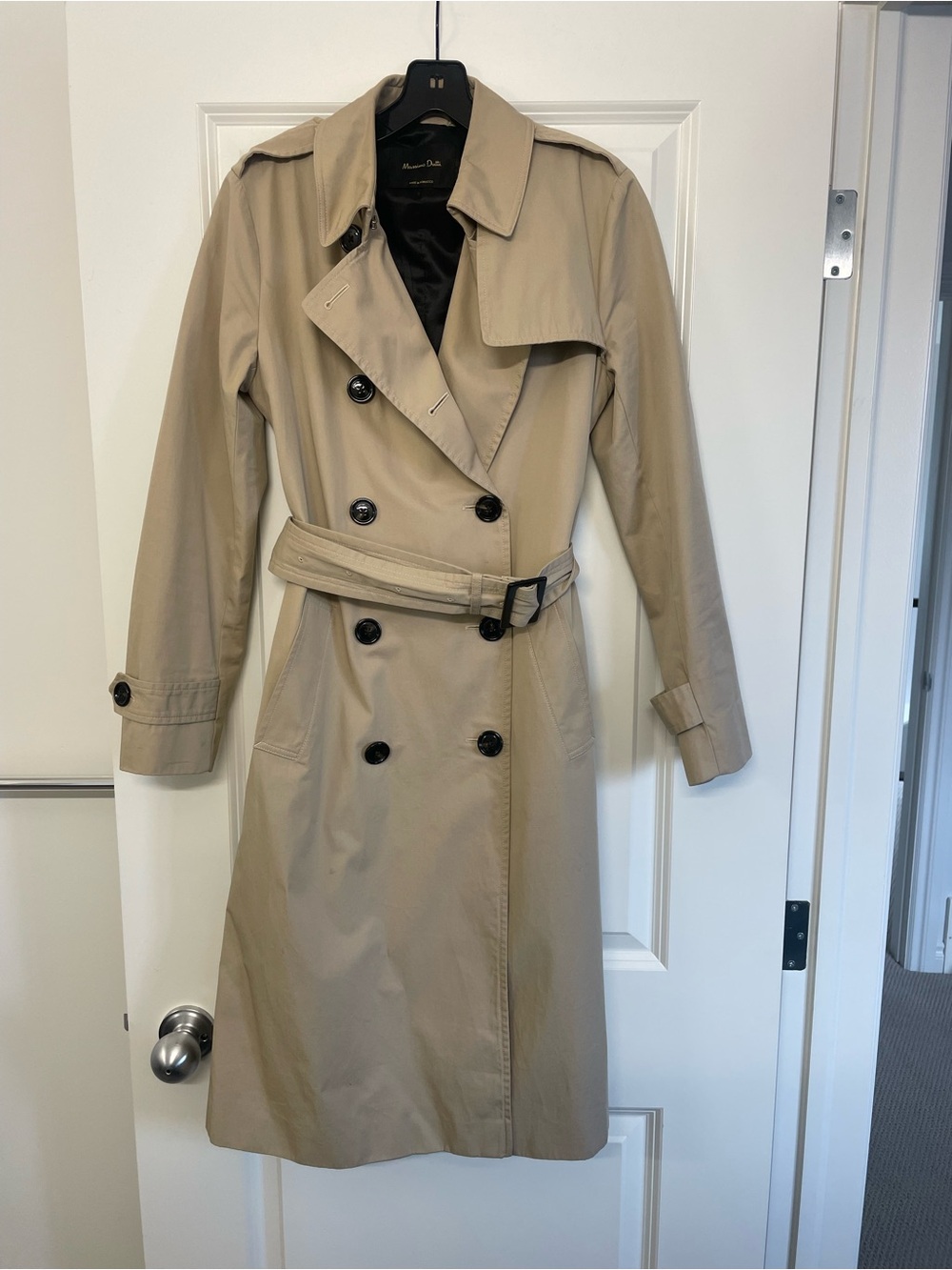 Massimo Dutti Beige Classic 100%  Cotton Trench Coat Water Repellent - Small